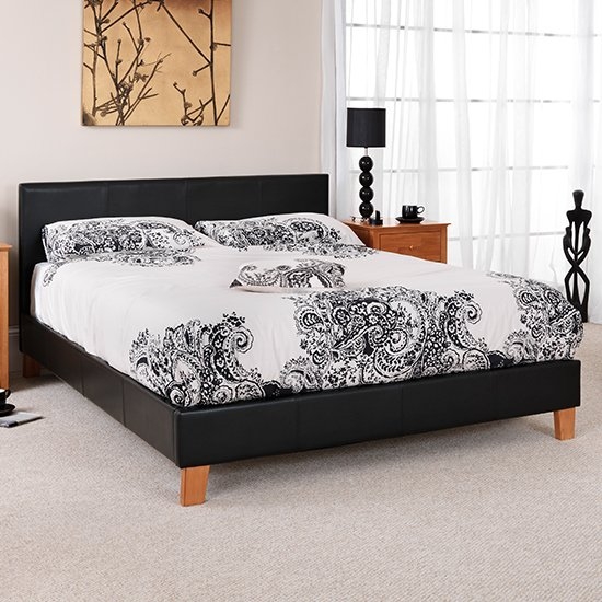 Tivoli Faux Leather King Size Bed In Black