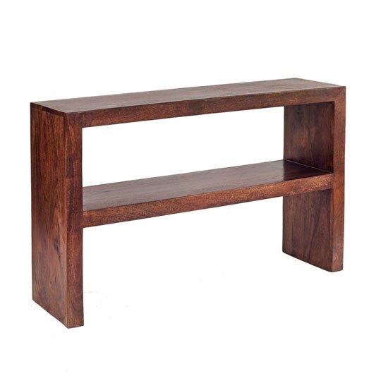 Toko Wooden Console Table With Shelf In Dark Mango