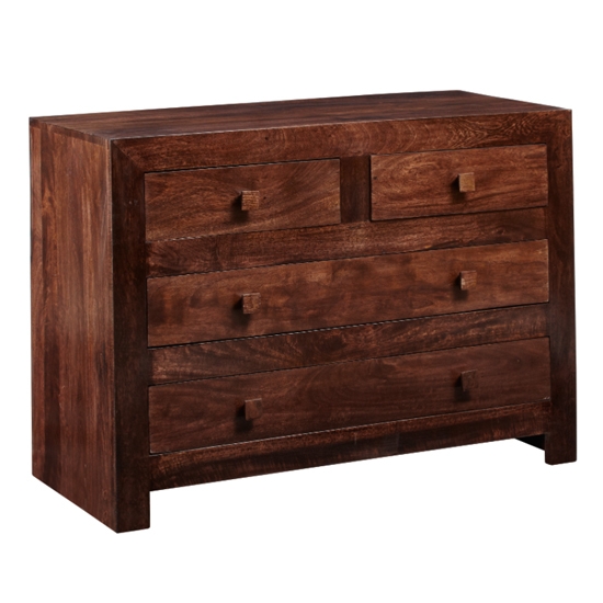 Toko Wooden Drawers Chest In Dark Mango With 4 Drawers