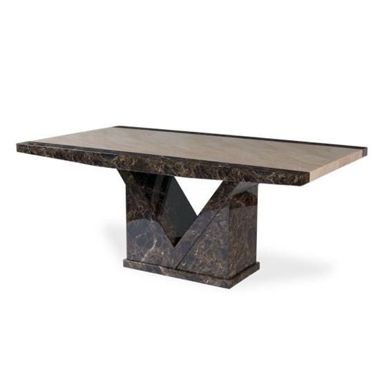 Toledo 180cm Marble Rectangular Dining Table In Dark Brown