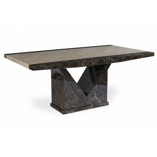 Toledo 220cm Marble Rectangular Dining Table In Dark Brown