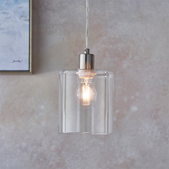 Toledo Clear Glass Ceiling Pendant Light In Brushed Nickel