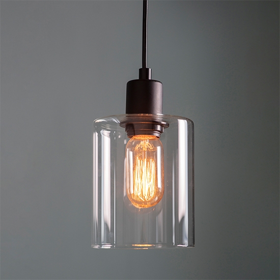 Toledo Clear Glass Ceiling Pendant Light In Matt Black