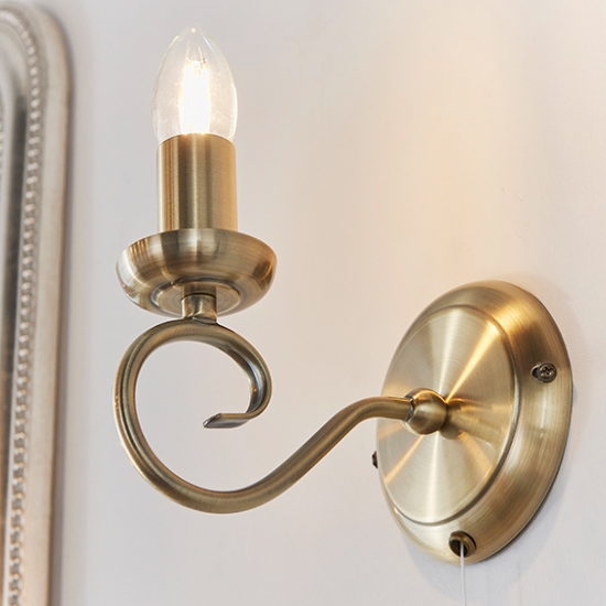 Trafford Wall Light In Antique Brass