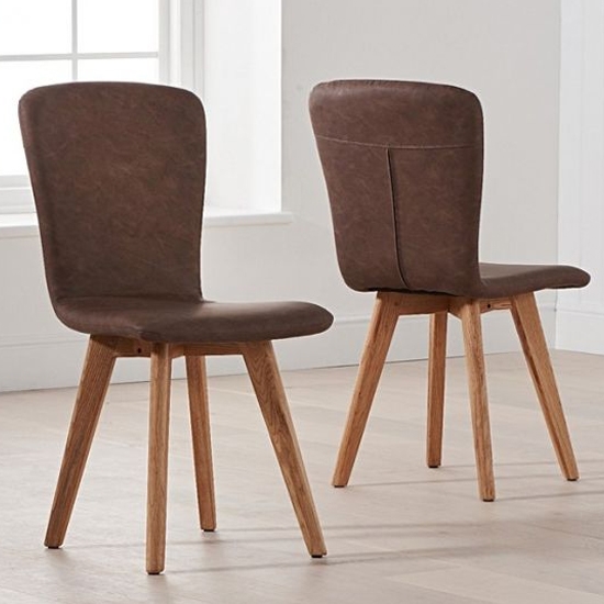 Tribeca Brown Faux Leather Dining Chairs In Pair