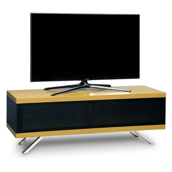 Tucana Wooden Tv Stand In Oak With 2 Storage Compartments