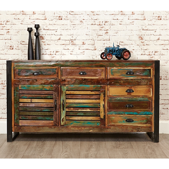 Urban Chic Wooden Large Sideboard With 2 Doors 6 Drawers