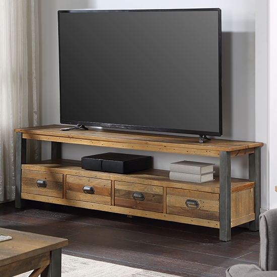 Urban Elegance Wooden Extra Large Tv Stand In Reclaimed Wood