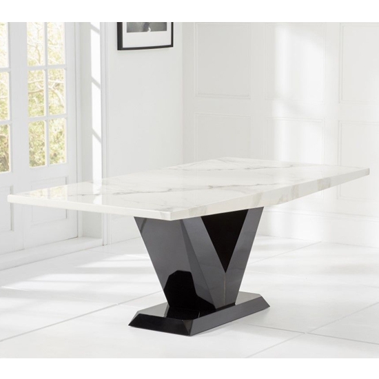 Valencie 200cm Marble Rectangular Dining Table In White