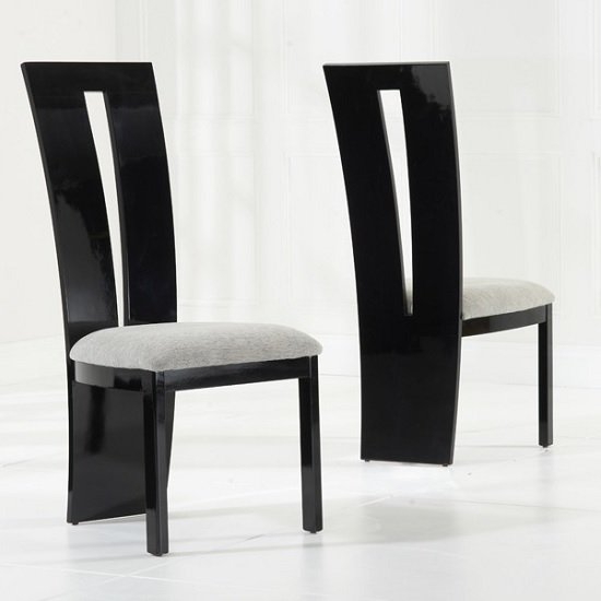 Valencie Black High Gloss Wooden Dining Chairs In Pair