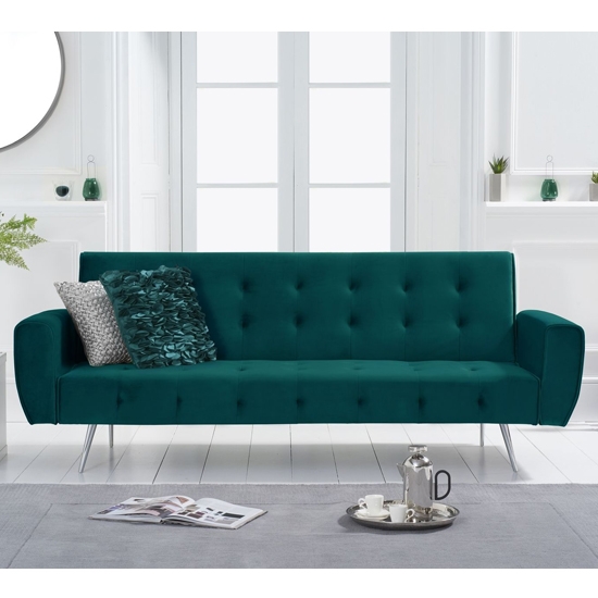 Valentina Fabric Upholstered Sofa Bed In Green