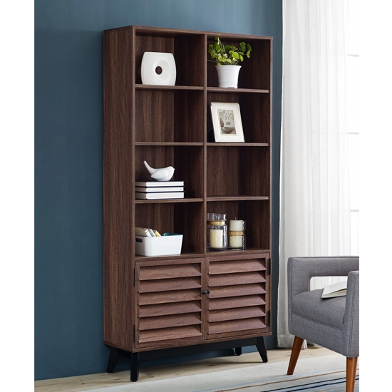 Vaughn Wooden Bookcase In Walnut