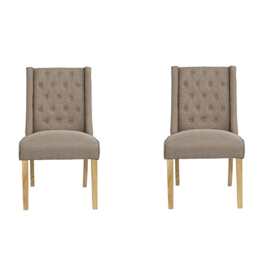 Verona Beige Linen Fabric Dining Chairs In Pair