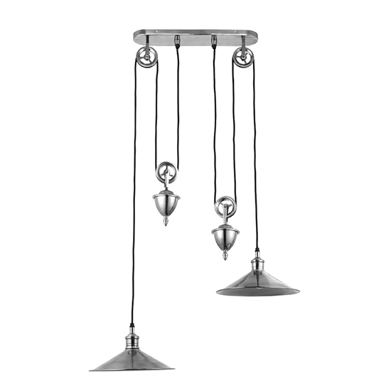 Victoria Rise Fall 2 Lights Ceiling Pendant Light In Antique Silver