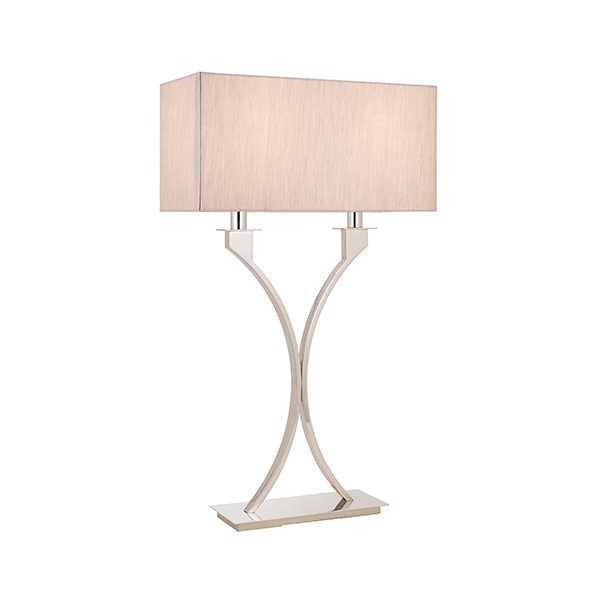 Vienna 2 Lights Fabric Shade Table Lamp In Polished Nickel