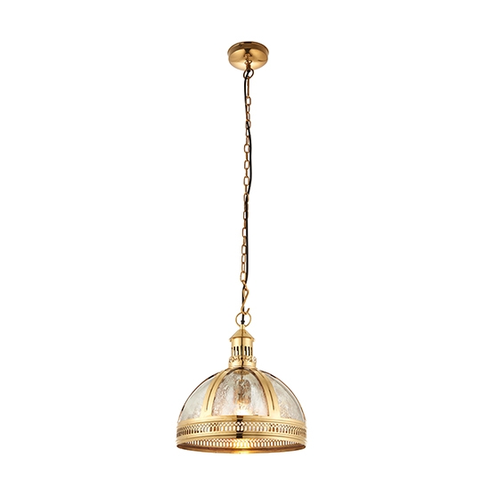 Vienna 305mm Half Mercury Glass Ceiling Pendant Light In Solid Brass