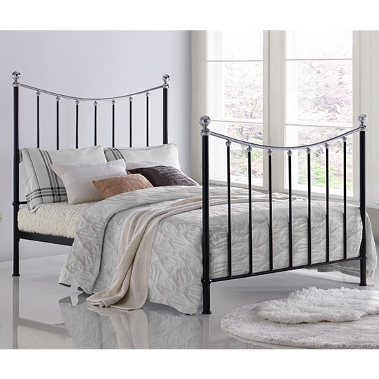 Vienna Metal Double Bed In Black And Silver