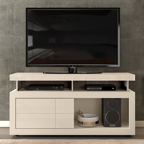 Vision Flat Screen Wooden Tv Stand In High Gloss White