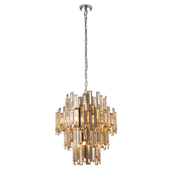 Viviana Tinted Crystal Details 12 Lights Ceiling Pendant Light In Chrome