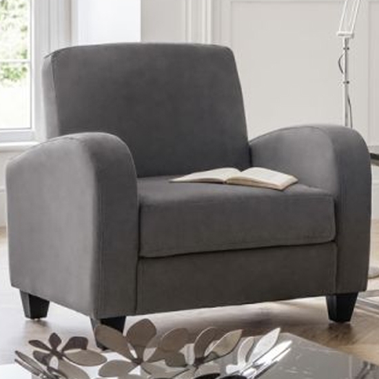 Vivo Chenille Fabric Armchair In Dusk Grey