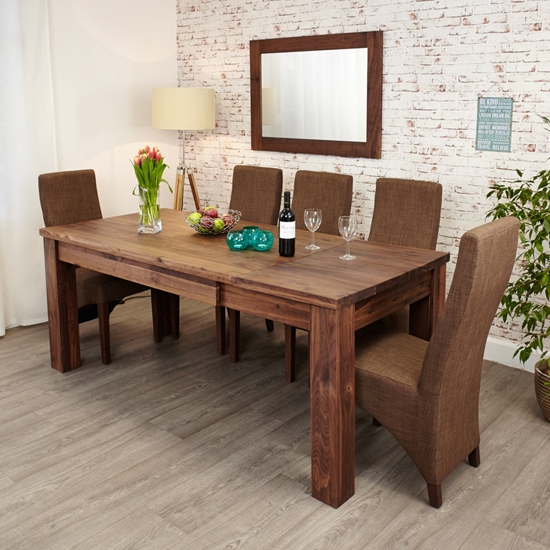 Mayan Extending Wooden Dining Table In Walnut