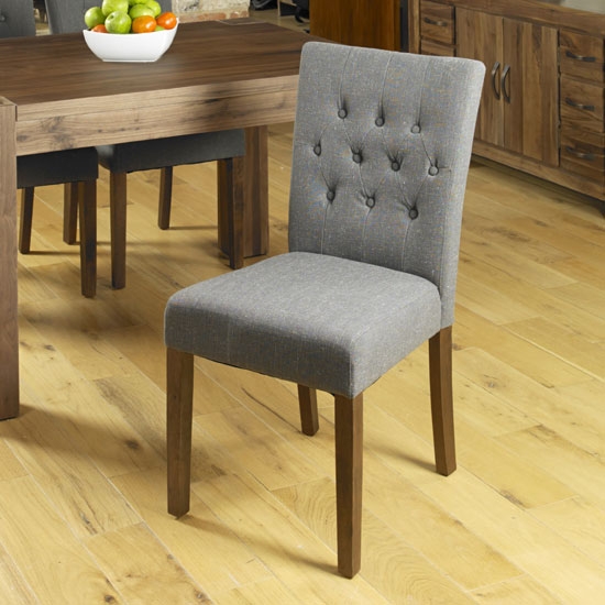 Vrux Flare Back Slate Fabric Upholstered Dining Chairs In Pair