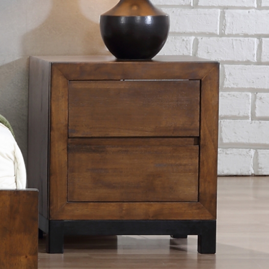 Vulcan Wooden Bedside Cabinet In Rustic Oak With 2 Drawers