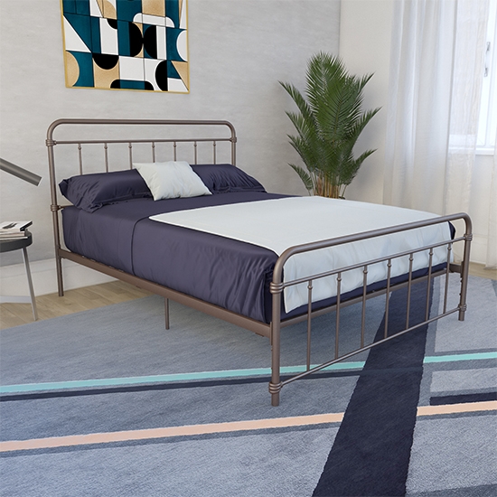 Wallace Metal Double Bed In Bronze