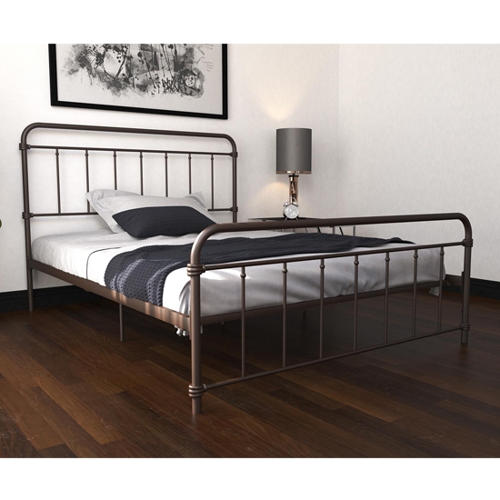 Wallace Metal King Size Bed In Bronze