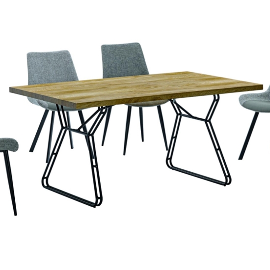 Waterloo Wooden Dining Table In Natural With Black Metal Legs