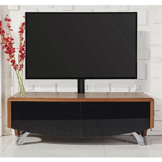 Wave Ultra Wooden Tv Stand In Walnut With 2 Soft Open Doors