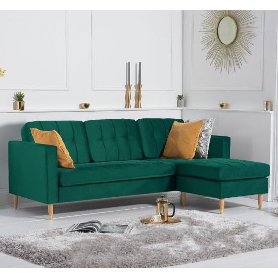 West Ridge Velvet Upholstered Reversible Corner Chaise Sofa In Green