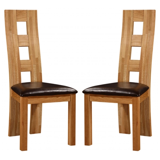 Weston Oak Wooden Dining Chairs In Pair