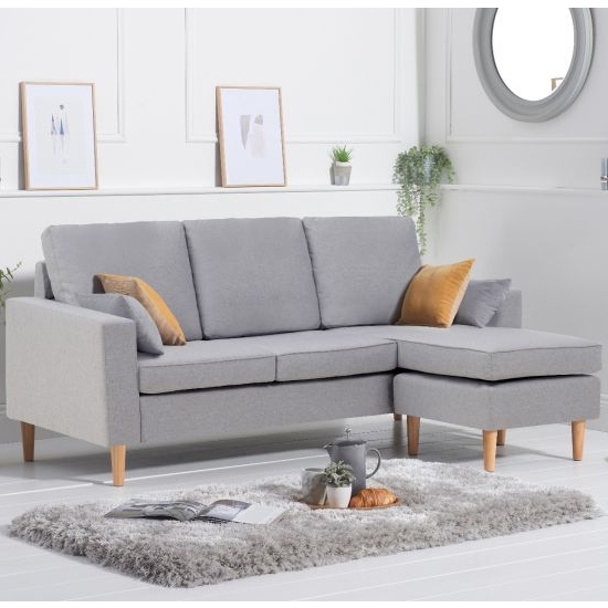 Whisper Reversible Linen Upholstered Corner Chaise Sofa In Grey