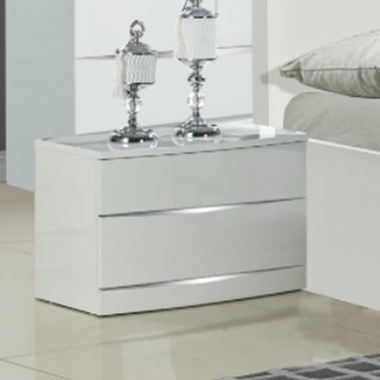 Widney Wooden Bedside Cabinet In White High Gloss