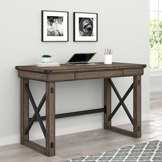 Wildwood Wood Veneer Computer Desk In Rustic Grey