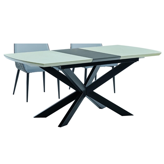 Windemere Extending Super White Glass Dining Table With Wooden Legs